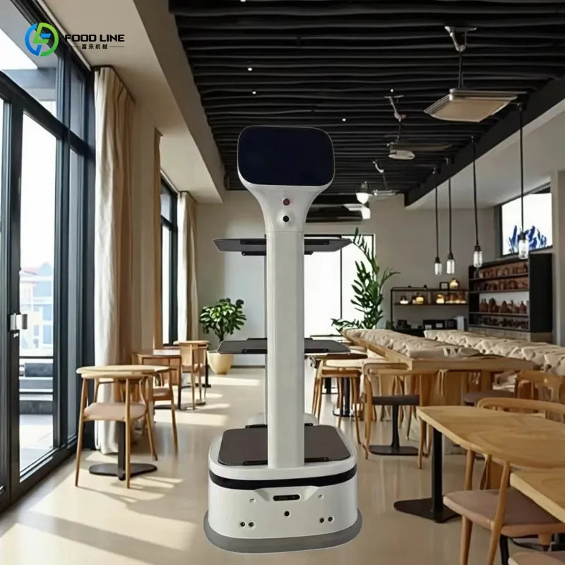 Autonomous Patrol Food Delivery Robot For Restaurant Multi-Tier Stable Pallets Max 15kg Load 6 to 8 Hours Standby Duration