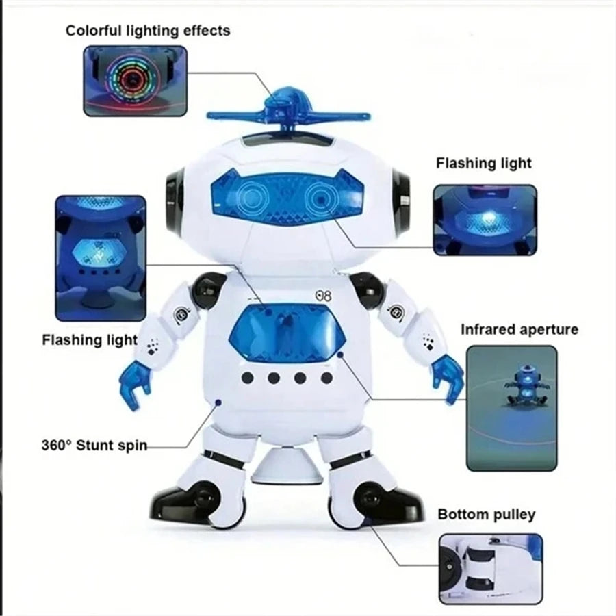 Intelligent Dancing Robot — 360° Rotation, LED Light Effects