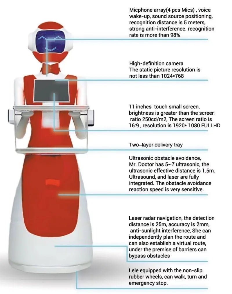 Robot Waiter Restaurant Obstacle Avoidance Delivery AI Service Robots Are Suitable for Hotels, Restaurants Schools