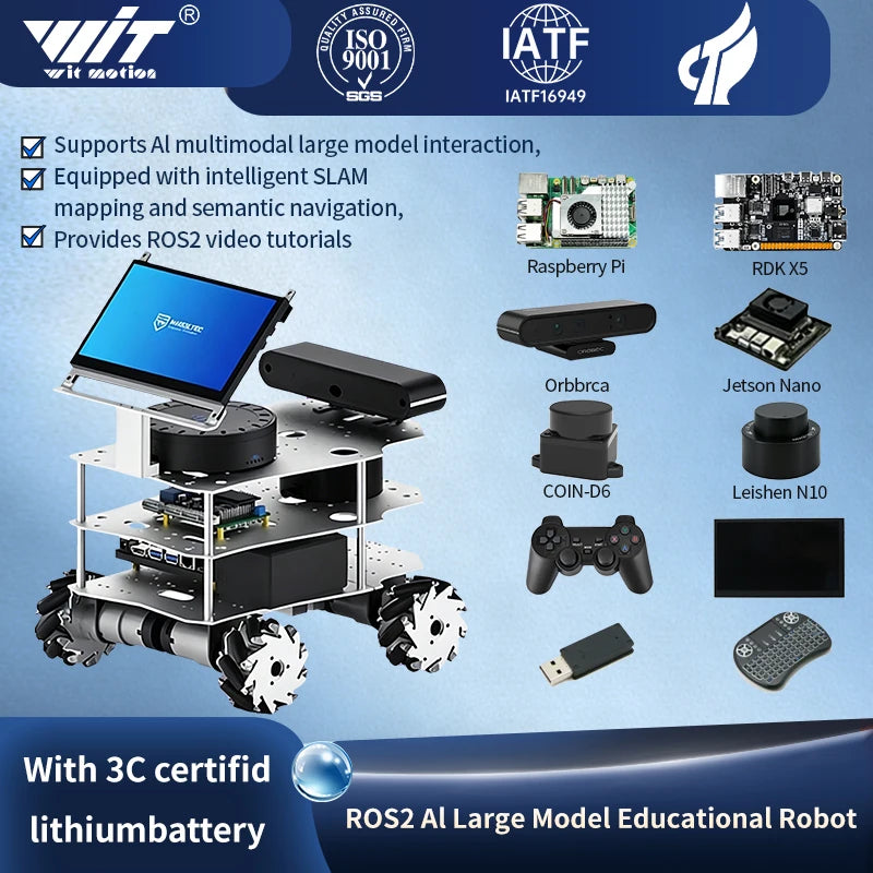 Raspberry Pi 5 ROS2 Robot Car — 3D Vision, LiDAR & AI Navigation