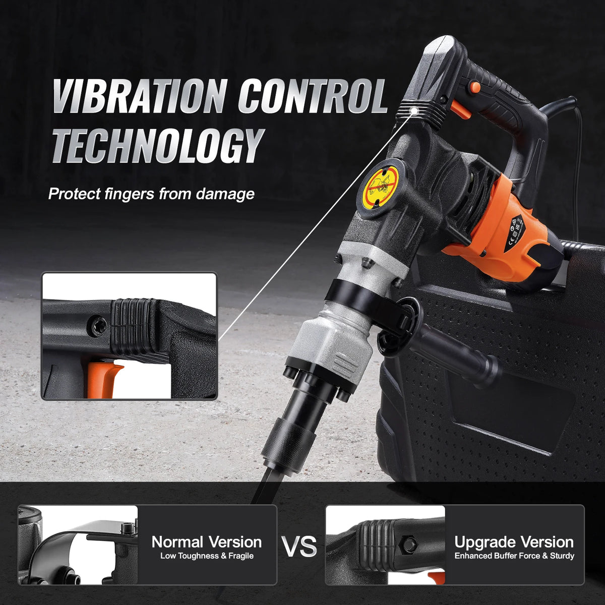 SucceBuy 1400W Demolition Jack Hammer Electric Jackhammer Heavy Duty 2900 BPM Concrete Breaker 2pcs Chisels Bits Chipping