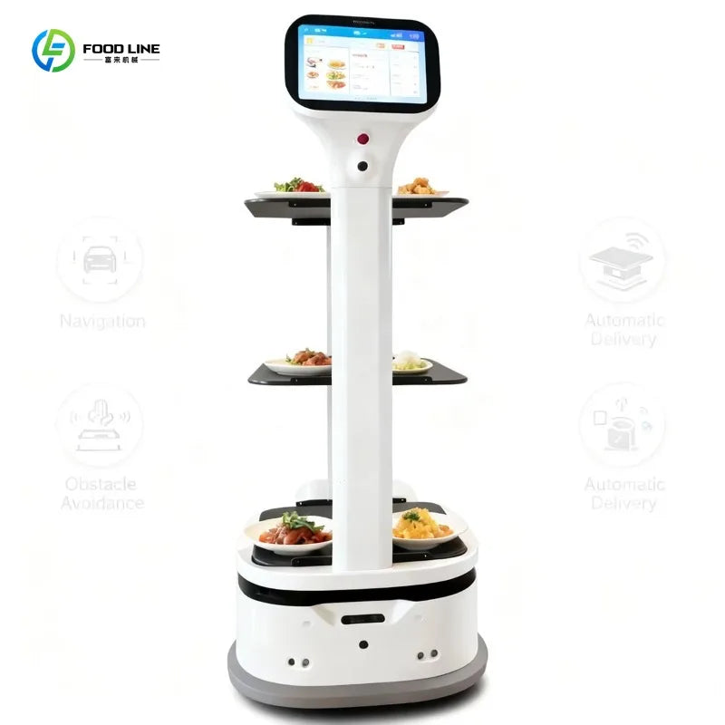 Autonomous Patrol Food Delivery Robot For Restaurant Multi-Tier Stable Pallets Max 15kg Load 6 to 8 Hours Standby Duration