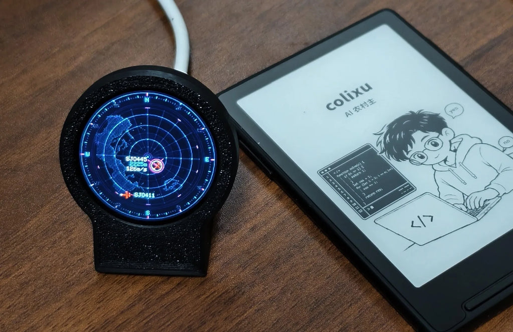 USB-C Deskradar, Live ADS-B Flight Tracker Gadget with Sonar Grid Screen With 3D Printed Case Aviation Desk Decor