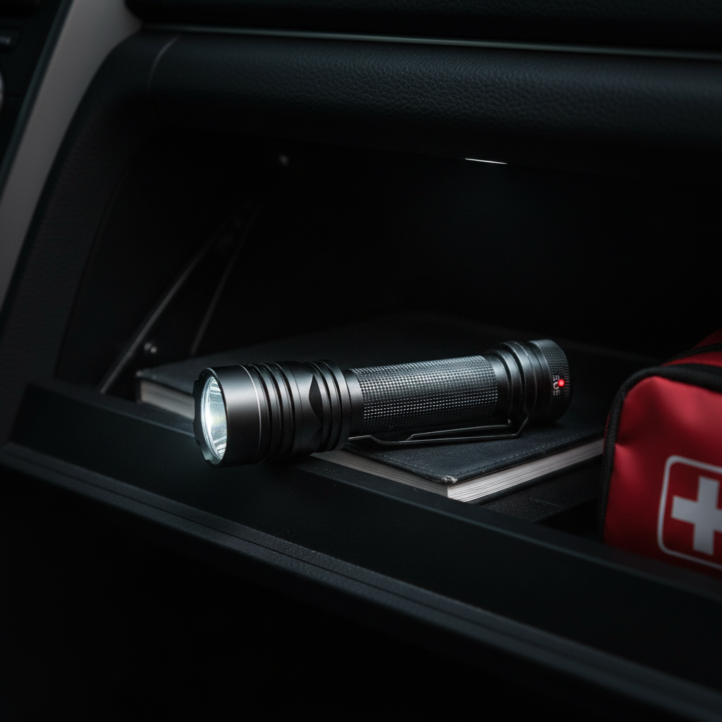 LumeX Pro — Lanterna tática no carro, porta-luvas, preparação para emergência