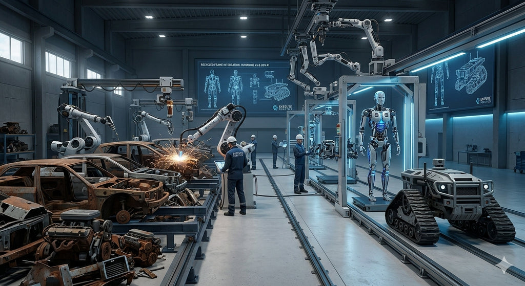 Ecossistema EXECUTE ROBOTICS — Oficina de transformação de sucata industrial em robots autónomos