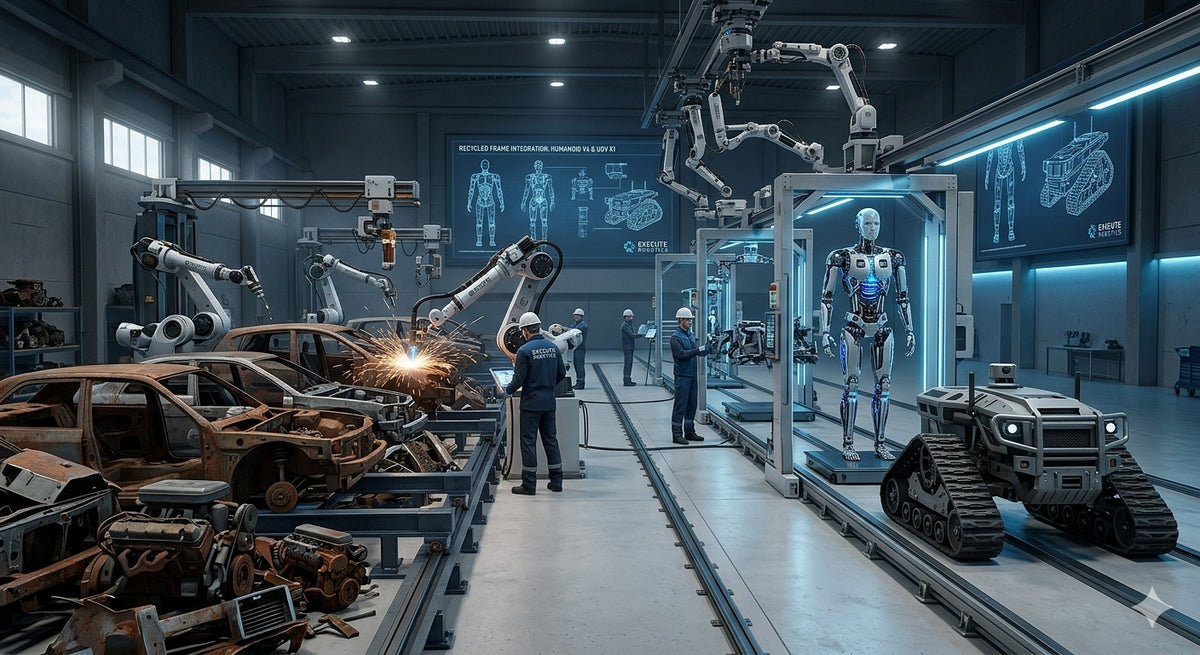 Ecossistema EXECUTE ROBOTICS — Oficina de transformação de sucata industrial em robots autónomos